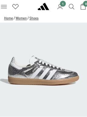 adidas Samba Metallic Silver Leather Sneakers with Gum Sole